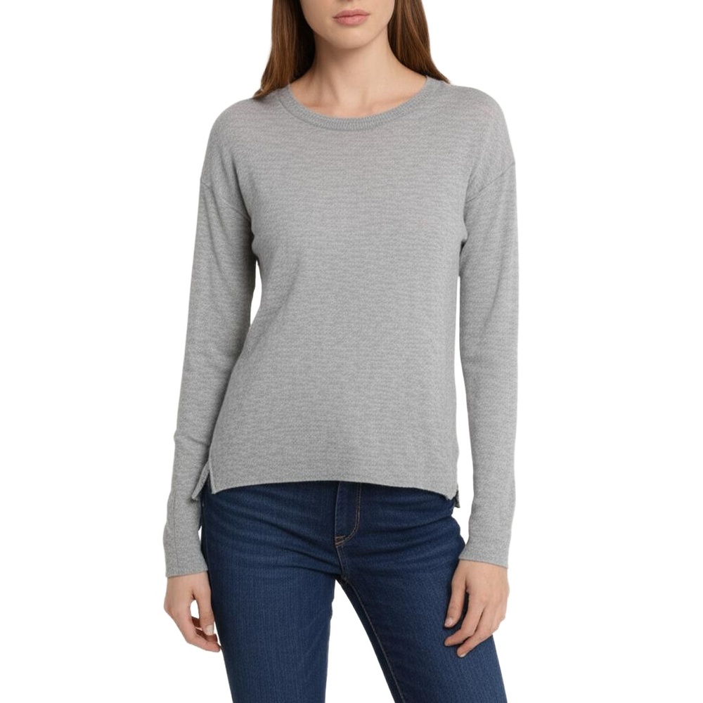 A New Day Pullover Light Grey Lightweight Ribbed Slits Cozy‎ Casual Minimalist S